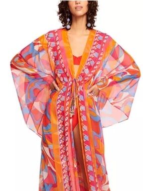 RAMY BROOK Phebe Bright Colorful Chiffon Kaftan Swim Cover
